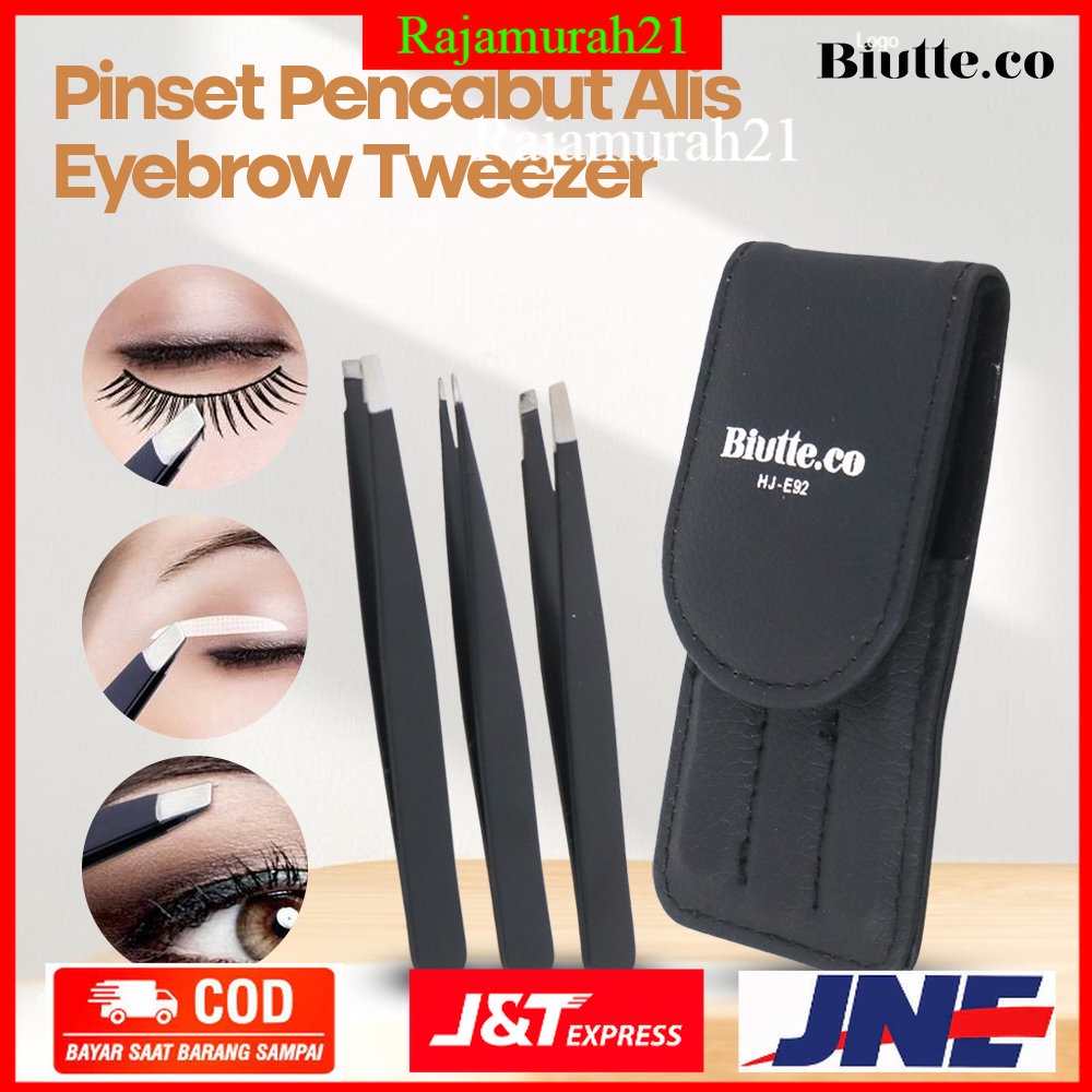 Pinset Pencabut Alis Eyebrow Tweezer 3 PCS - HJ-E92 - Black - OMHREHBK