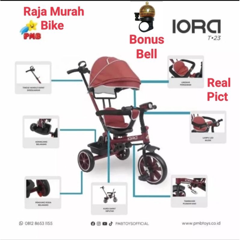 Sepeda Anak Roda Tiga Iora PMB T-23 Sepeda Roda Tiga Anak PMB Iora T23