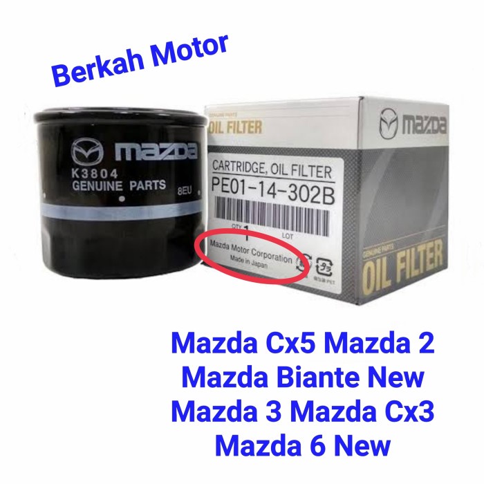 Filter Oli Mazda 2 # Mazda 3 # Cx5 # Mazda 6 # Cx3 # Mazda 5 #