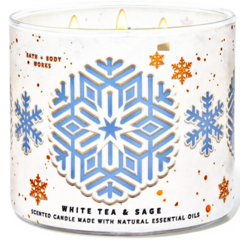 BATH &amp; BODY WORKS BBW WHITE BARN WHITE TEA &amp; SAGE 3-WICK SCENTED CANDLE 411 G LILIN WANGI 3 SUMBU UKURAN BESAR PENGHARUM RUANGAN