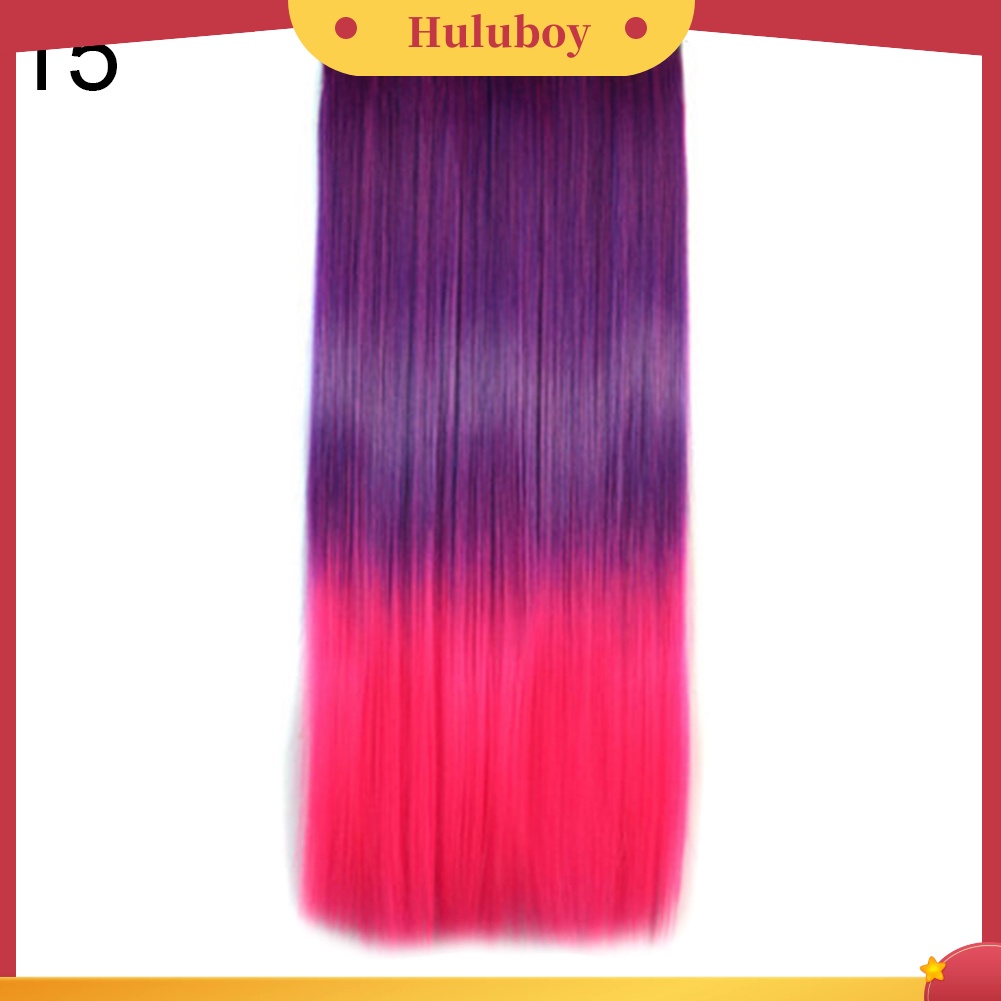 Wig Rambut Extension Model Panjang Lurus Warna Gradasi Tahan Panas Untuk Wanita