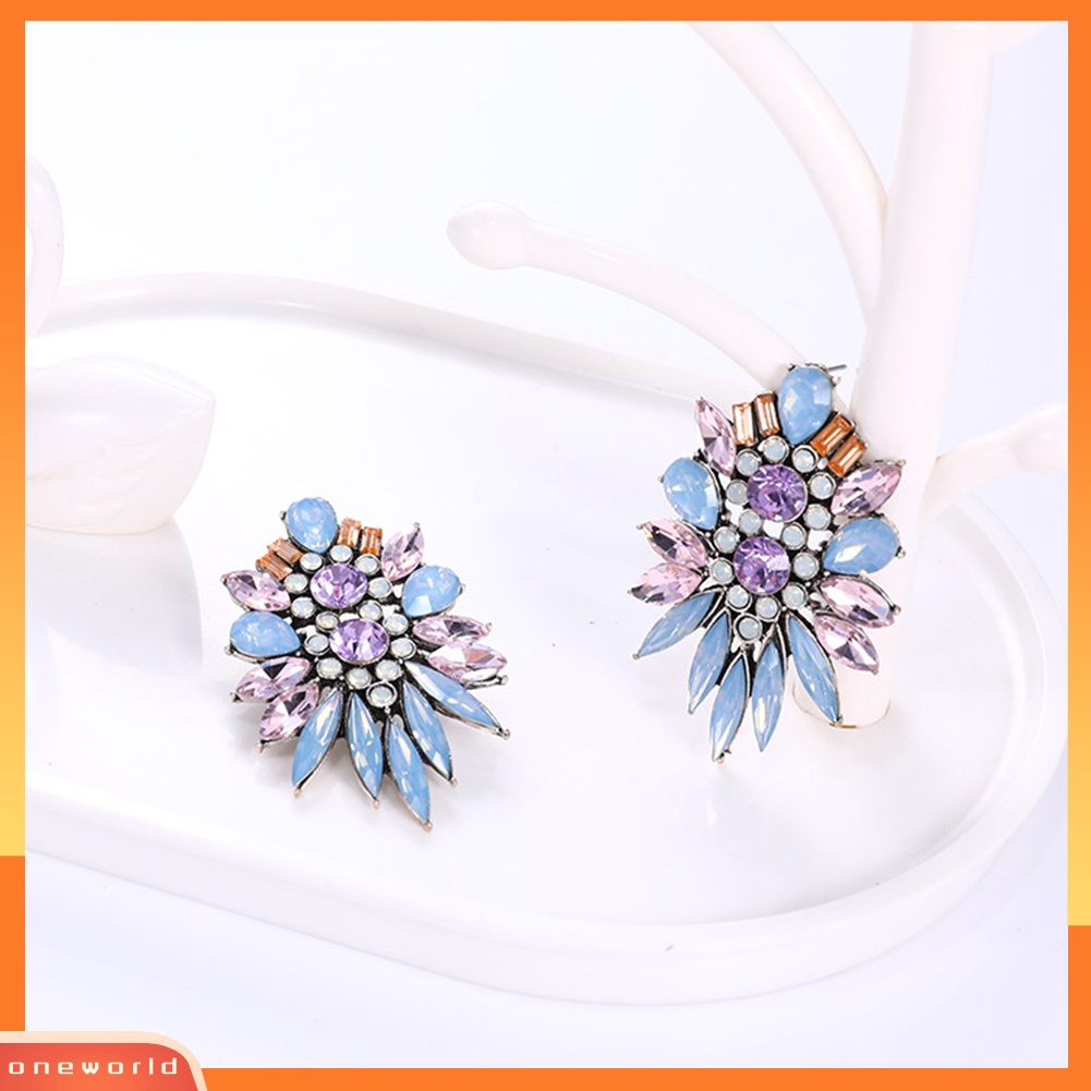 [WONE] Wanita Fashion Berlebihan Imitasi Kristal Berlian Imitasi Ear Stud Earrings Jewelry