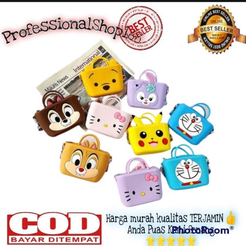 PS - Tas anak jelly rubber kotak karakter import premium / tas selempang jelly rubber fashion premiu