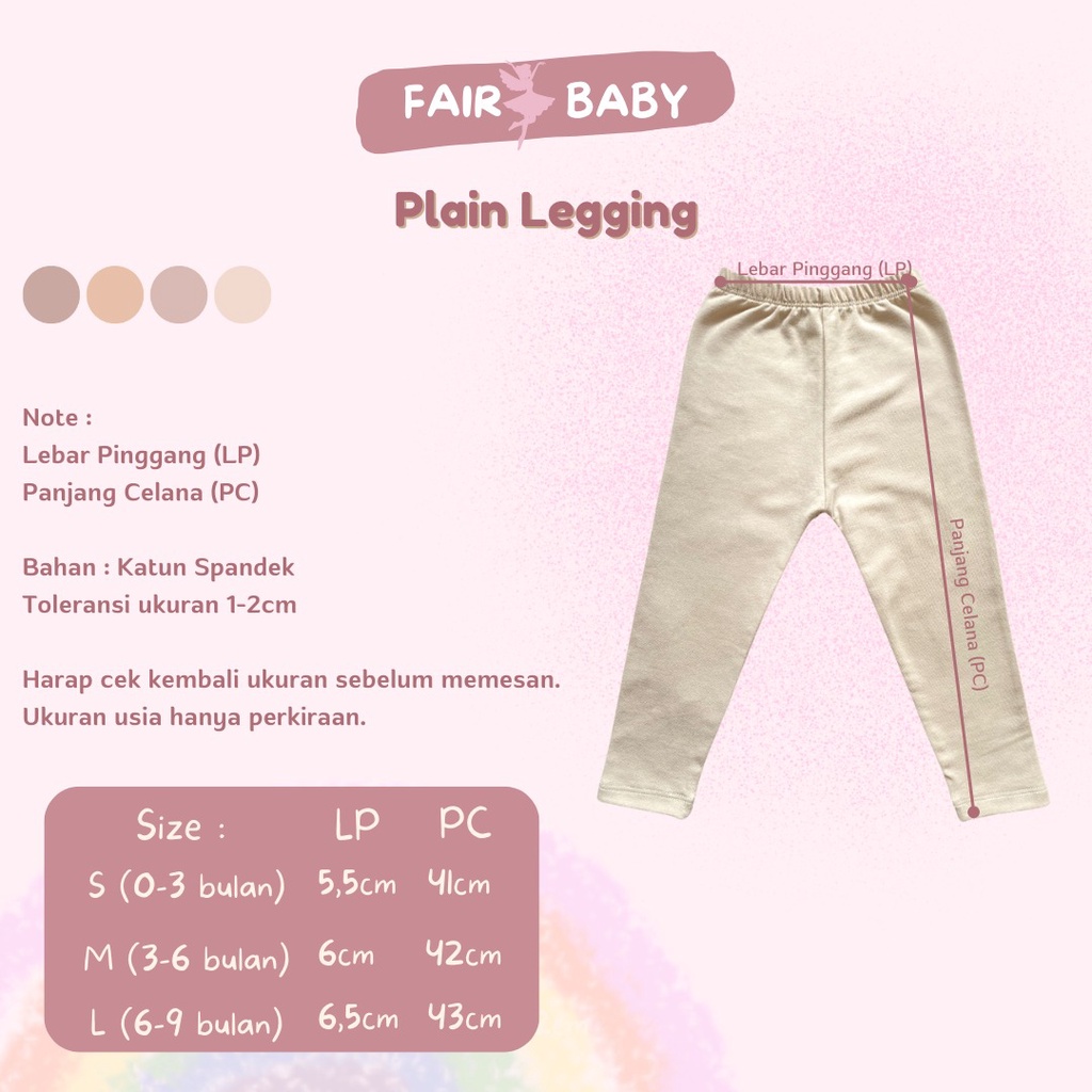 Fairy Baby Plain Legging | Celana Legging Bayi 0-9m Newborn