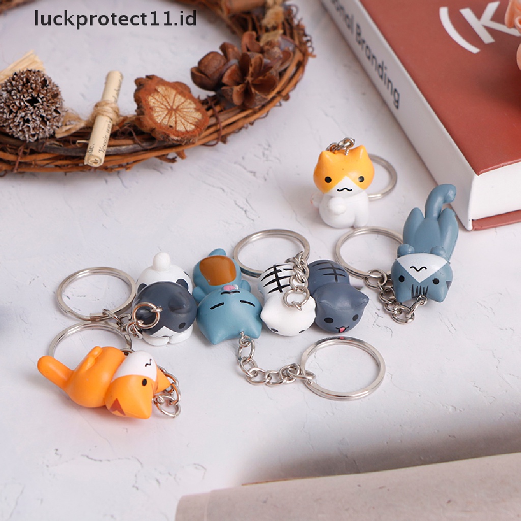 /Fashion Hot//// Gantungan Kunci Kucing Keberuntungan Kartun Yang Indah Wanita Pria Kitten Car Keychain Fashion Keyring.