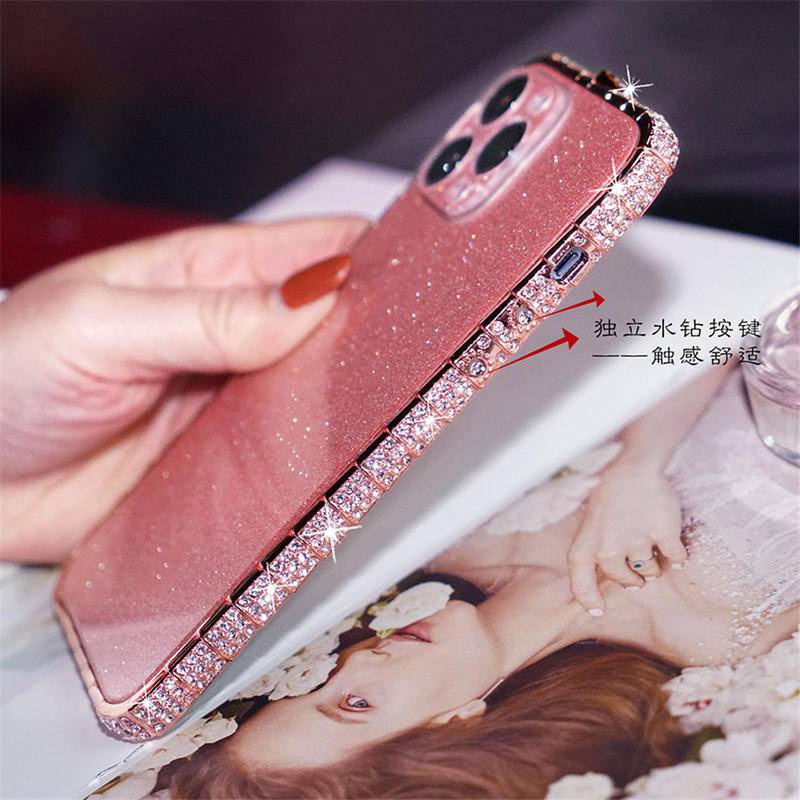 IPHONE Casing Bumper Bahan Metal Berlian Berkilau Untuk Iphone14 13 12 11 Pro Max Plus Case Bling Cover Untuk Iphone12 Casing Mini iPhone14Plus