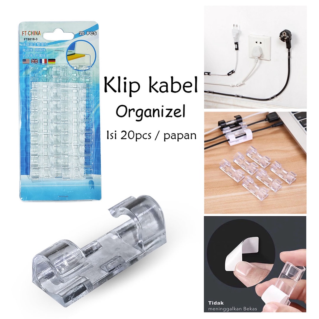 [DEASTORE] PENJEPIT KABEL BENING - KLIP KABEL TEMPEL PEREKAT KUAT - CLIP CABLE ORGANIZER