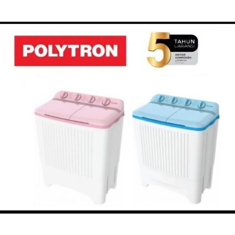 Mesin cuci Polytron 2 tabung 7kg pwm7073 (Pink / Biru)
