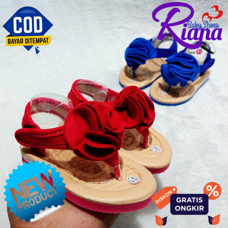 Sandal jepit bayi Bunga embos murah terbaru usia 6-18 Bulan