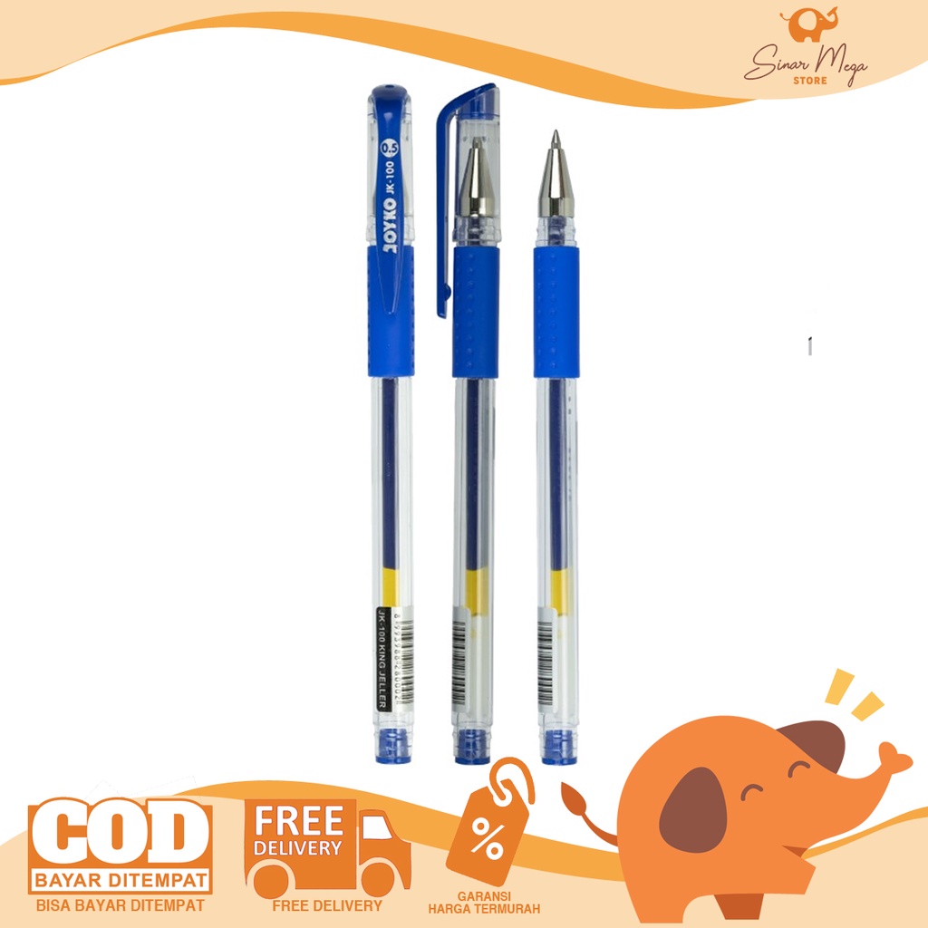 

Joyko Pulpen Gel Pen JK-100 Blue Biru 0.5mm / Pena Ballpoint Murah Berkualitas