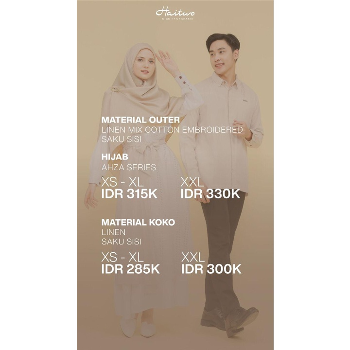 HAITWO COUPLE OUTER LAIQAH DAN KOKO LABIB BAHAN LINEN DESAIN ELEGANT