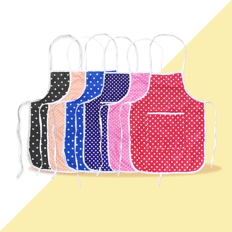 Celemek Anak Plus Topi Koki Motif Polkadot Sewarna Murah