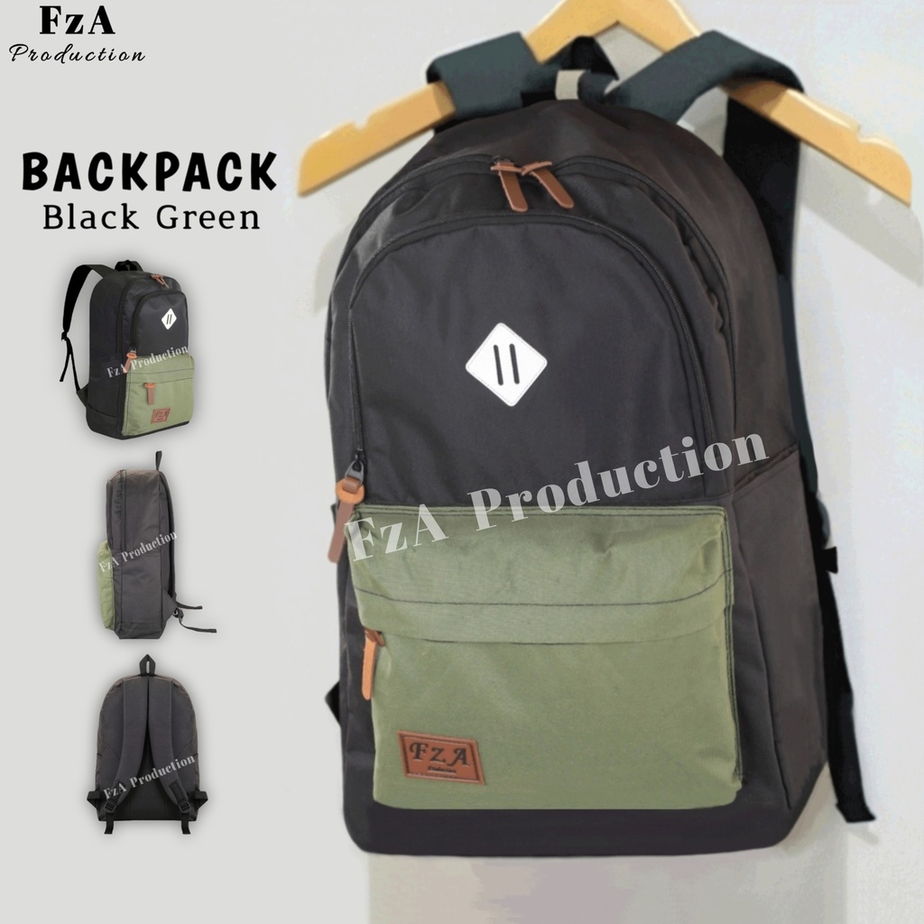 FzA Official - Tas Ransel Punggung Distro Casual Pria Wanita / Tas Ransel Laptop Backpack Original - BGRN