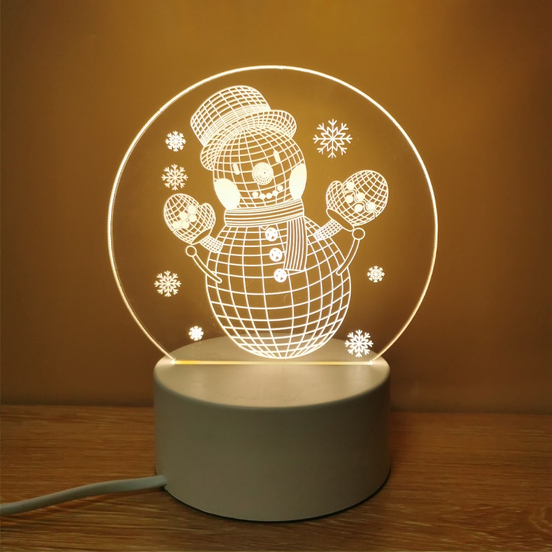 Lampu Akrilik LED 3D Lampu Dekorasi Natal Transparan Pajangan Lonceng Lampu Hias Lampu Kado Natal Merry Chrismast