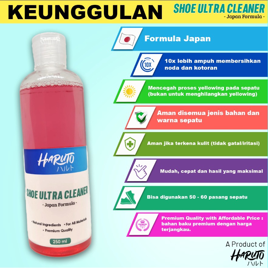 Haruto shoe ultra cleaner 250ml sabun pembersih sepatu,tas,jaket dan topi