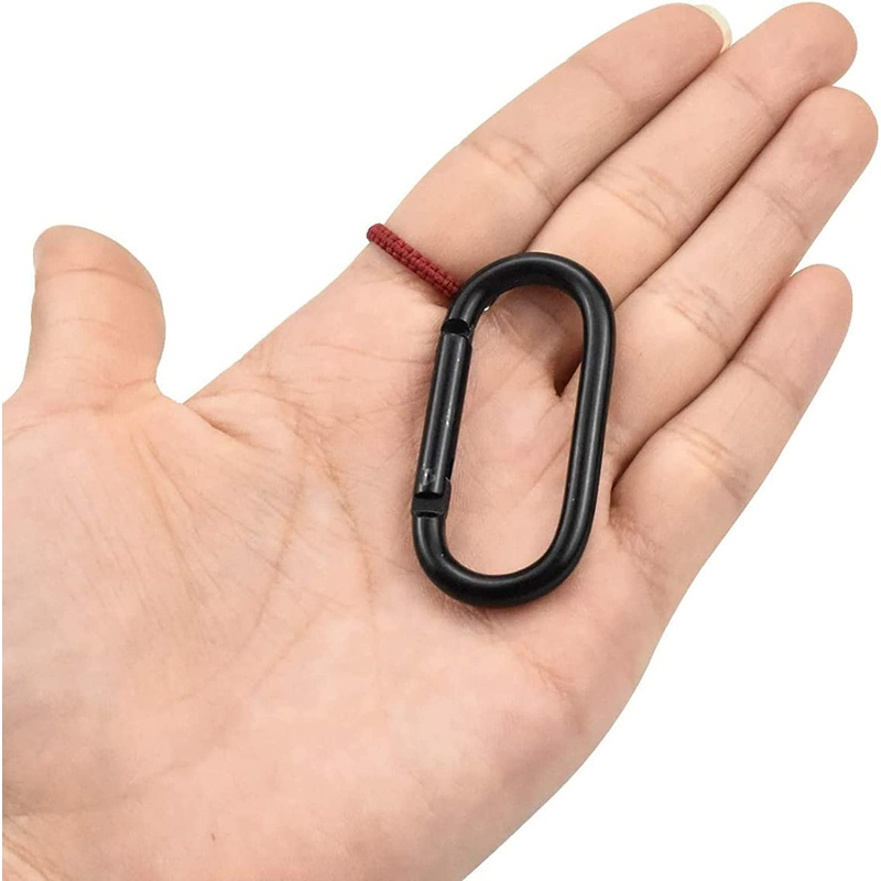 Klip Carabiner Bentuk U Serbaguna/Konektor Rantai Pengunci Aluminium Tahan Lama/Hook Gesper Gantung Oval Hitam