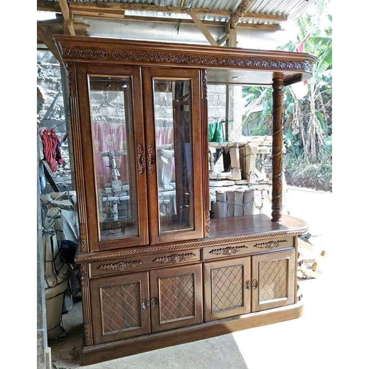Meja Dapur Model Lemari Hias, Meja Bar Kayu Jati, Penyekat Dapur