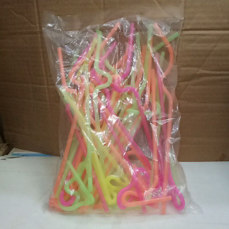 Sedotan Ulir Plastik Funky Spiral Straw 50 pcs