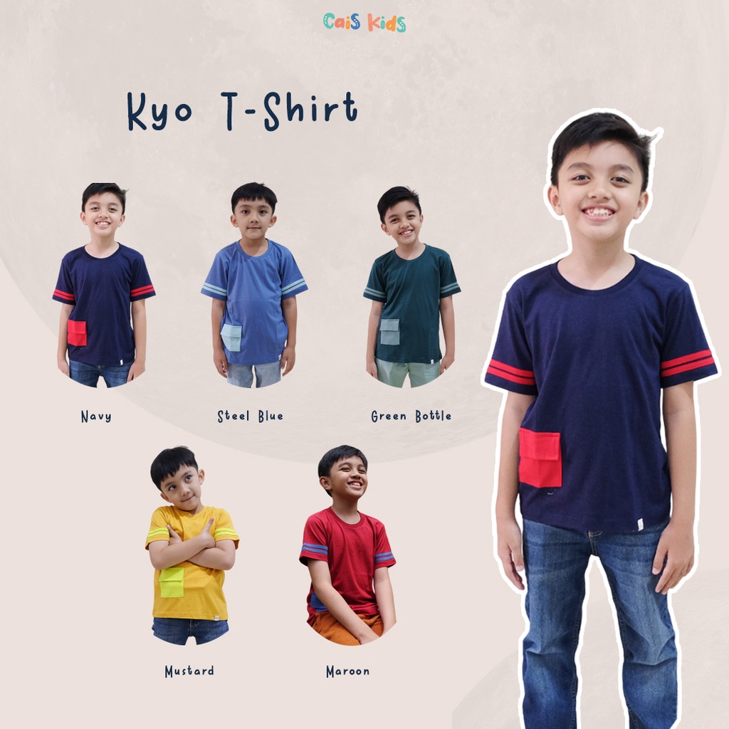 Kyo kaos polos saku anak laki-laki bahan tencel modal by Cais Kids