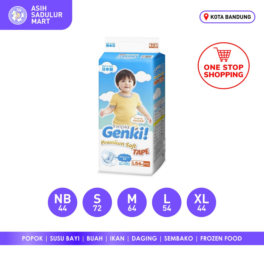 Genki Premium Soft Tape NB44 S72 M64 L54 XL44 Perekat Murah Diskon Promo Gosend Grosir Bandung