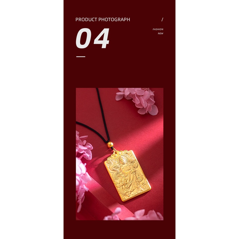 Goldkingdom Perhiasan Fashion Emas Asli Kadar 375Bangkok Aksesoris Ready Stock Lapis Emas Halus Padat Persegi Merek Guanyin Bodhisattva Liontin Untuk Pria