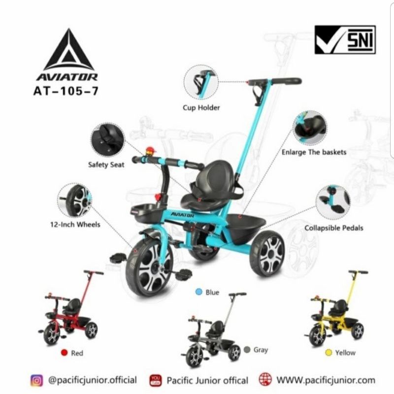 SEPEDA RODA 3 /TRICYCLE ANAK AVIATOR AT - 105-7 BY PACIFIC