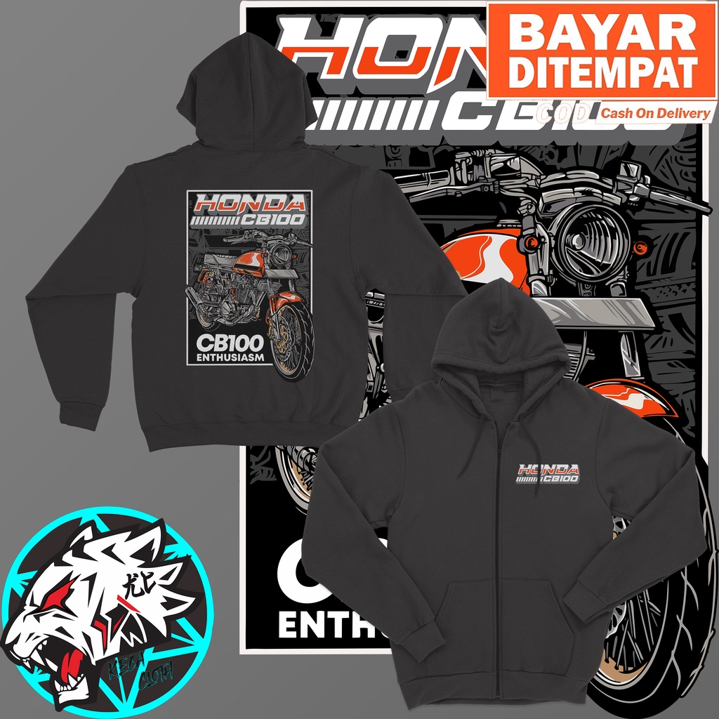 JAKET ZIPPER HONDA CB100 ENTHUSIASM BIG SIZE JUMBO JAKET CB 100 PRIA WANITA