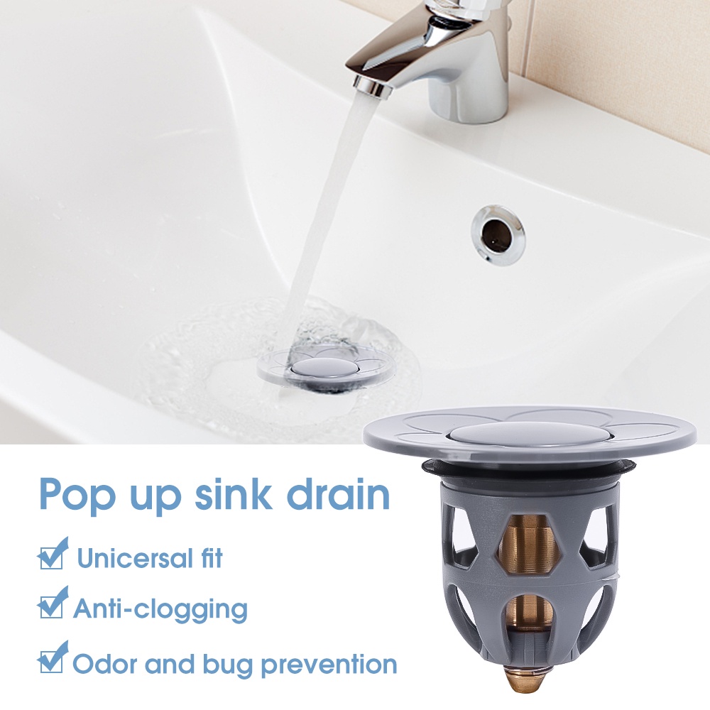 Saringan Got Lantai Anti Bau Floor Drain Bak Mandi Rambut Bulu Trapper Tekan-Tipe Sink Strainer Wastafel Bounce Core Pipa Anti Sumbat Drainase Untuk Toilet Dapur Kamar Mandi