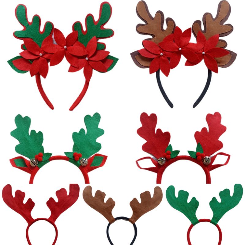 Bando Natal Dewasa Tanduk Rusa Lonceng Bunga Telinga Raindeer Deer Headband