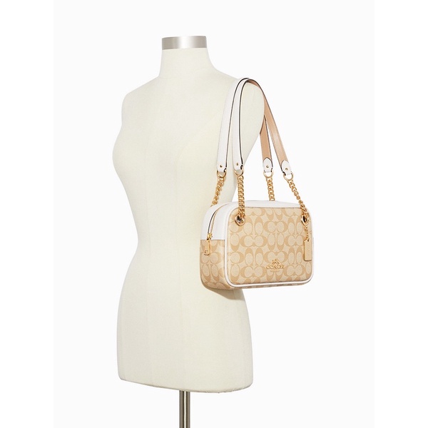 Coach Cammie Chain Shoulder Bag In Signature Canvas In Light/Khaki (C89149)