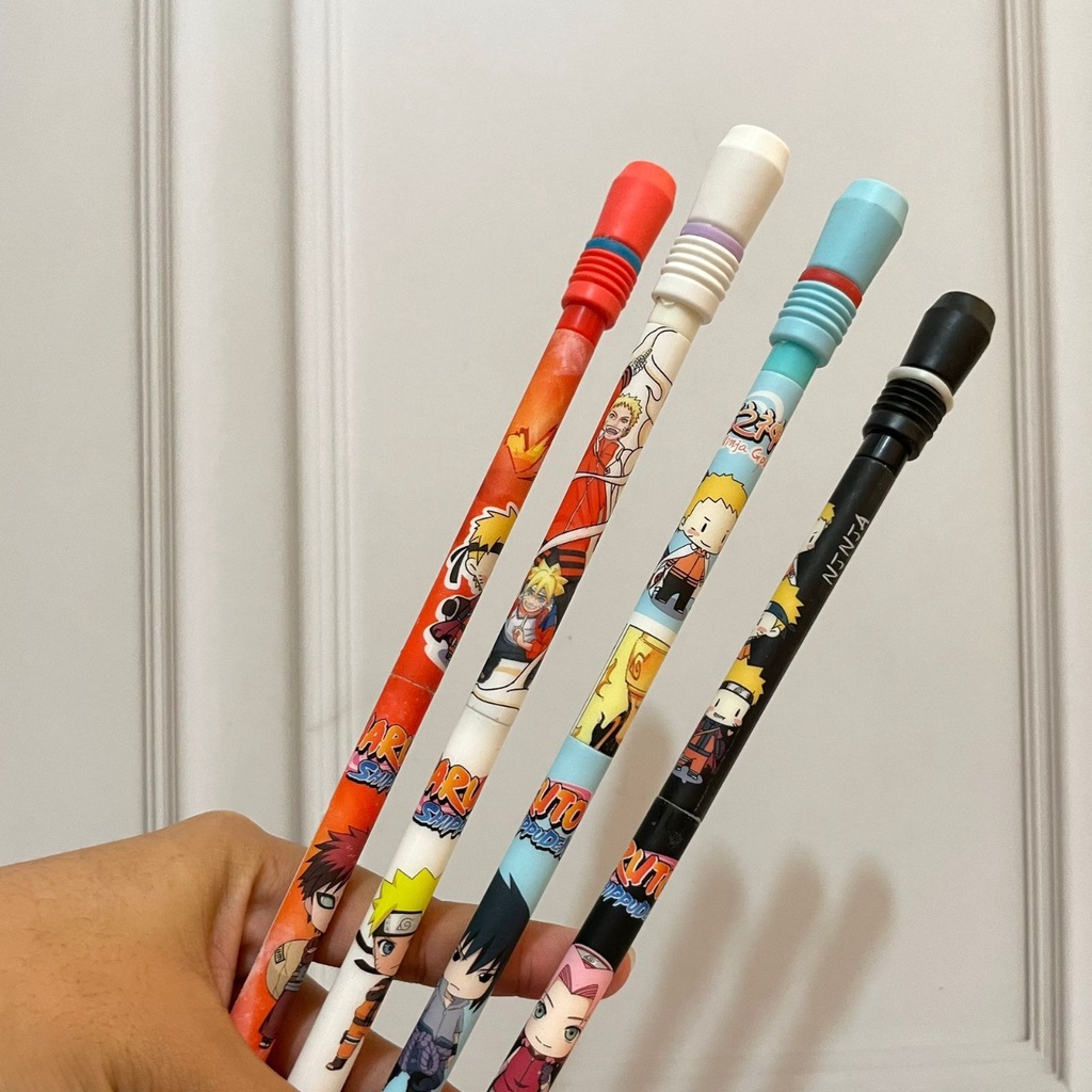 PULPEN PUTAR MAGNET NARUTO TONGKAT BISA DI BELAH 2 UNIK EDISI SPESIAL PEN PUTAR NARUTO TINTA HITAM FULL COLOUR ALAT TULIS CUTE KUALITAS PREMIUM BISA GROSIR DAN COD
