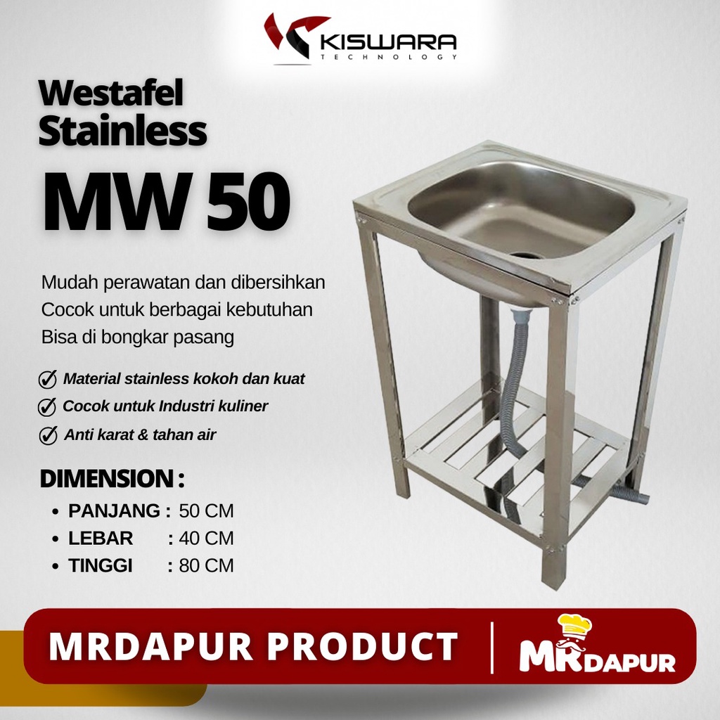 Westafel Stainless Steel Kaki MrDapur MW 50 wastafel murah sby