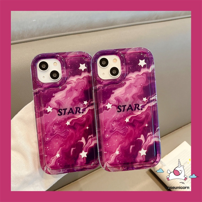 Casing Ponsel Kompatibel Untuk iPhone 7plus 8plus 11 14 13 12 Pro MAX 6 6S 78 Plus XR X XS MAX Airbag Shockproof Fashion Marmer Gradasi Langit Berbintang Bintang Soft TPU Anti Jatuh Penutup Belakang