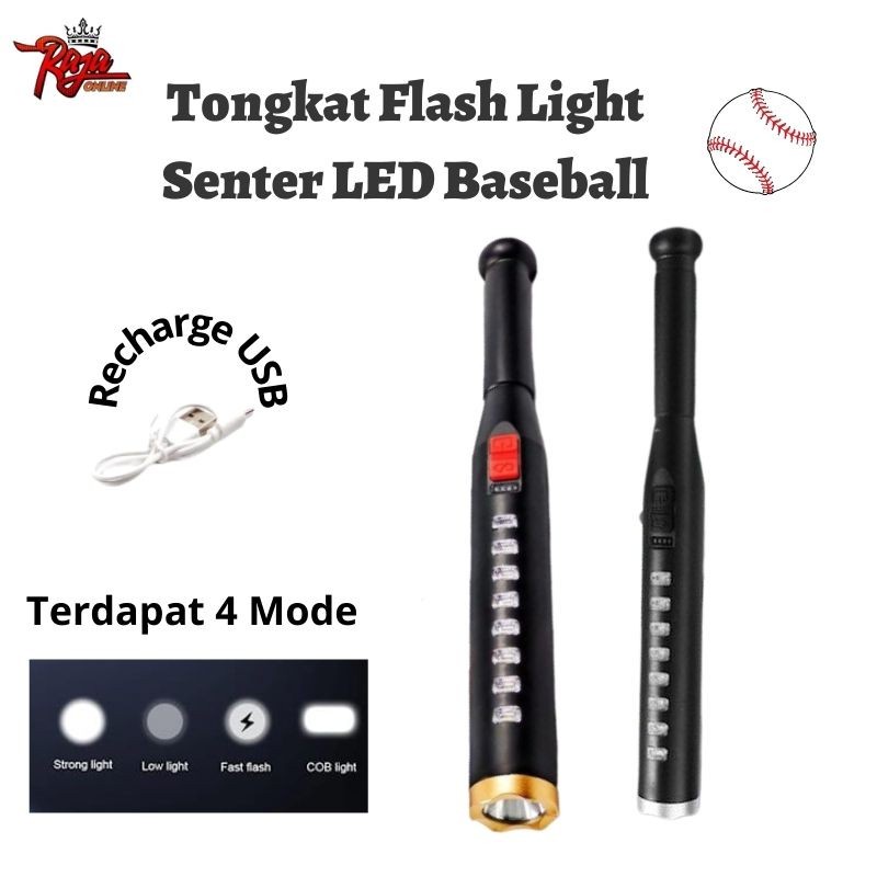 LSB8 - Senter 8 LED Flashlight Baseball USB Rechargeable
