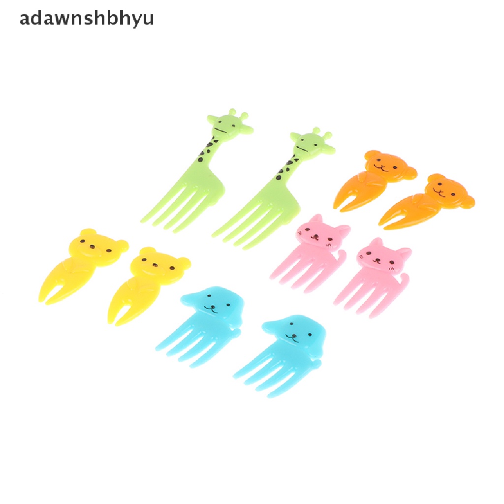 Adawnshbhyu 10pcs Mini Animal Kartun Food Picks Anak Snack Kue Dessert Garpu Buah ID