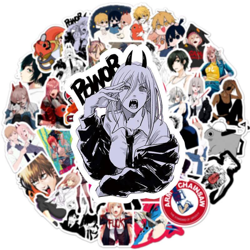 50pcs /Set Anime Chainsaw Man Denji Makima Aki Hayakawa Power Pochita Stiker Aesthetic Motor Ponsel Mobil Skateboard Laptop Stiker Mainan Anak Klasik In Stock New Arrival LY