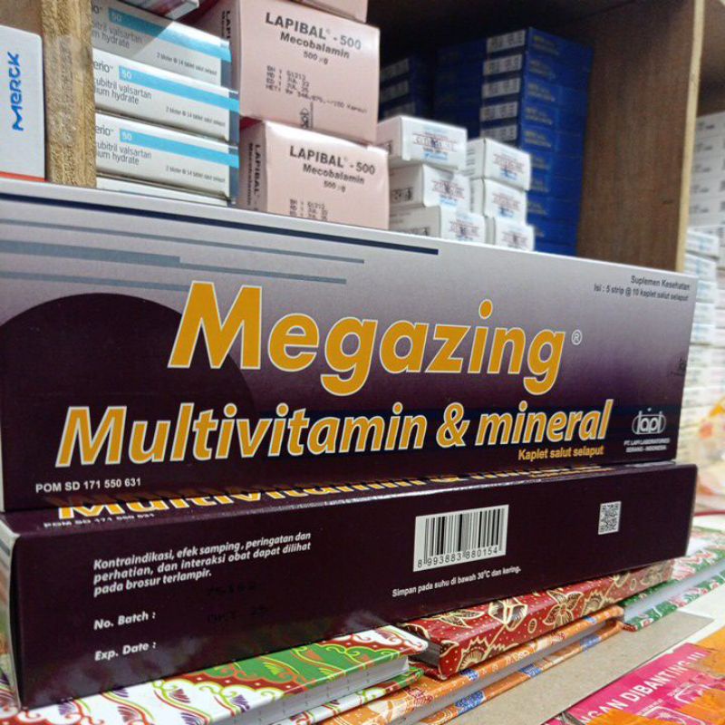 megazing multivitamin dan mineral box isi 50 kaplet