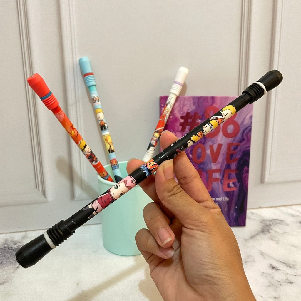 PULPEN PUTAR MAGNET NARUTO TONGKAT BISA DI BELAH 2 UNIK EDISI SPESIAL PEN PUTAR NARUTO TINTA HITAM FULL COLOUR ALAT TULIS CUTE KUALITAS PREMIUM BISA GROSIR DAN COD