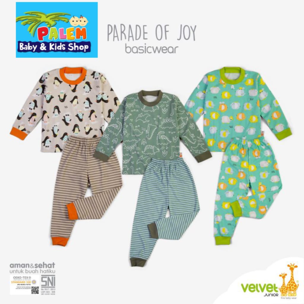 3pcs setelan Velvet junior oblong panjang/piyama baby S,M,L.LB,XL,XXL