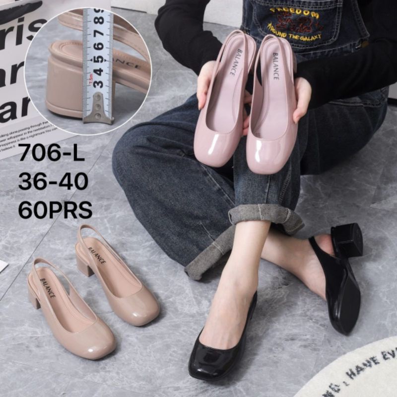 Sepatu Jelly  Slingback Premium hak Tahu  Balance 706L