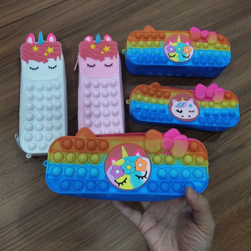 Kotak Pensil Pop It Unicorn Lucu Import
