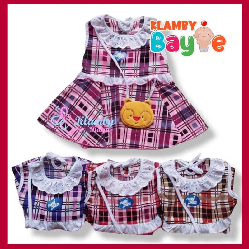 PLANET KIDZ Dress Bayi Kelelawar 0-6 Bulan Motif Kotak / Baju Anak Perempuan Murah Lucu Bagus