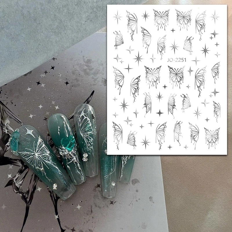 1pcs DIY Nail Art Stiker Fashion 3D Cair Logam Kupu-Kupu Astral Nail Decal Stiker Manicure Art Dekorasi Untuk Wanita Dan Anak Perempuan