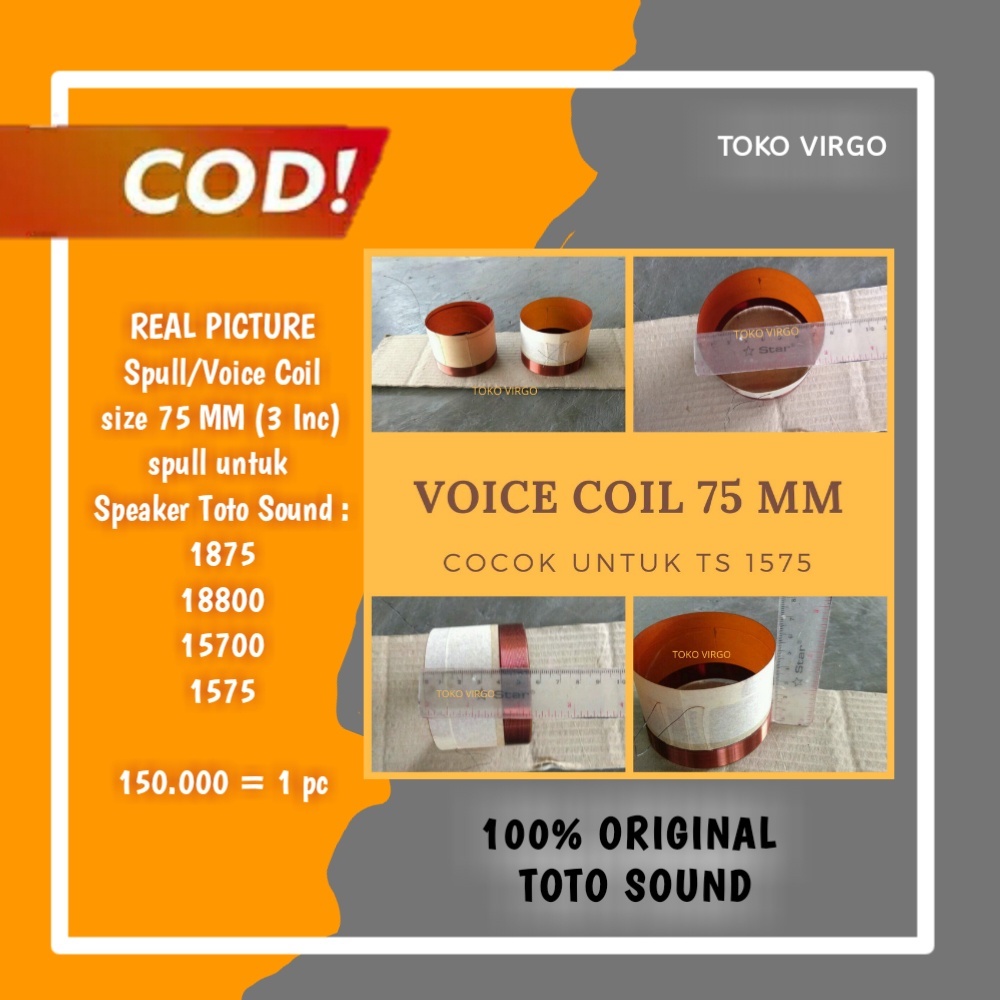 ORIGINAL Voice Coil 3"/Sepul 3 Inch/Coil Spul 75 MM/Koil Toto Sound 18800 / Spool Spull Toto Sond