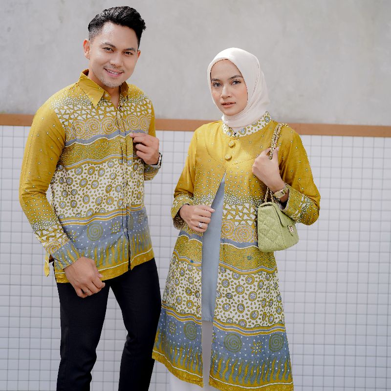 Baju Wanita Atasan Batik Couple Kemeja Tunik Batik Kanza Best Seller