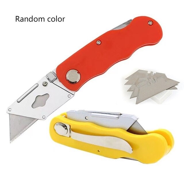 

Pisau Cutter Lipat Foldable Cutter Knife refil isi 5 Pcs Kuat serbaguna Heavy Duty
