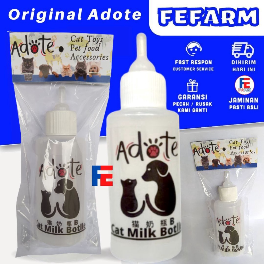 BOTOL DOT MINUM SUSU Botol Dot Alat Minum Feeder Anak Kucing Anjing ADOTE ORIGINAL FEFARM