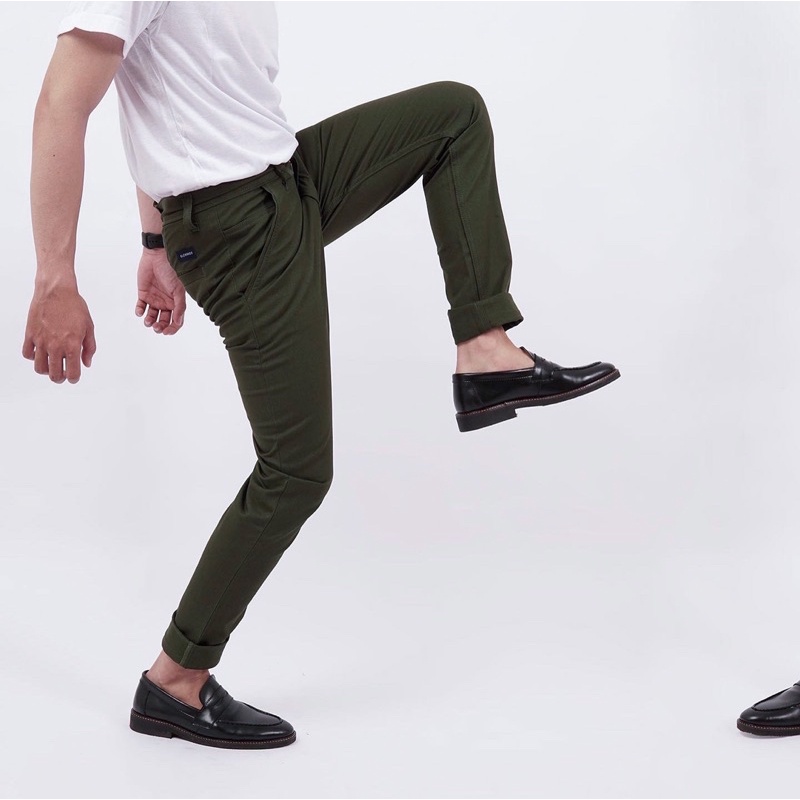 CELANA CHINO Panjang Pria Slim fit Stretch Melar Tebal Original