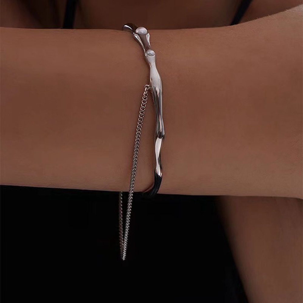 [COD Tangding]simple Y2K Mutiara Rumbai Ban Lengan Adjustable Gelang Keren Kepribadian Gadis Bangles Perhiasan