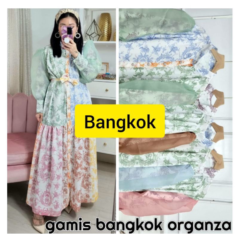 MEIJIWANG Gamis bangkok bunga  mix organza